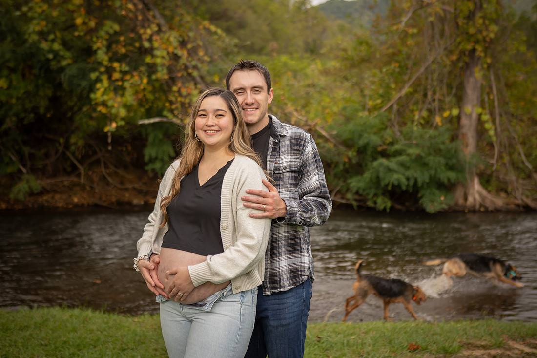 Couples Maternity Photos with Dogs | Asheville Photographer