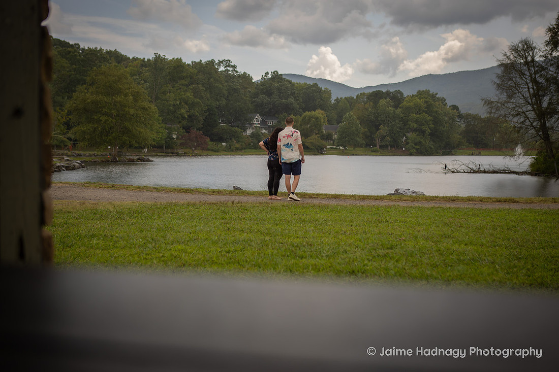 Surprise Proposal Photography at Lake Tomahawk in Black Mountain NC