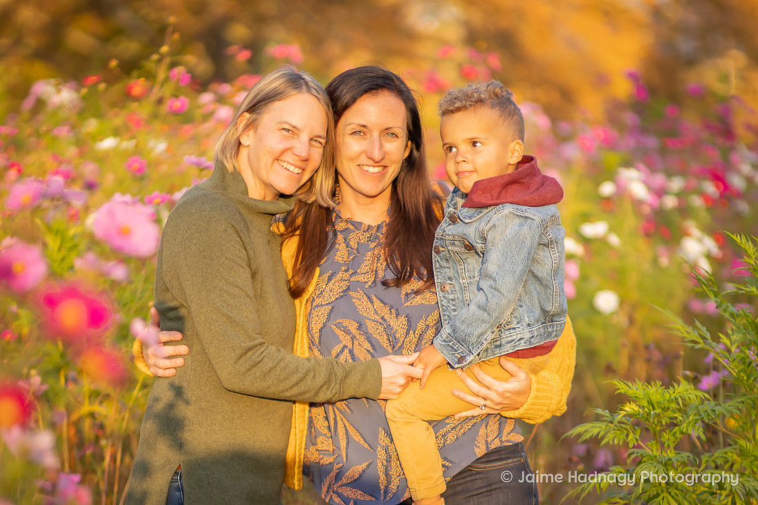 Two Moms and Baby Little Kid Fall Family Photos | Asheville Portrait Photographer
