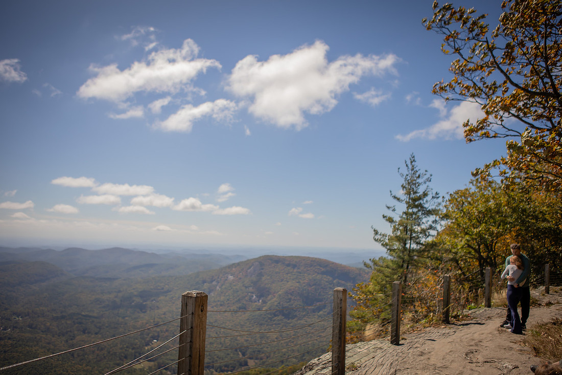 Hiking Proposal Photos at Whiteside Mountain in Fall in Highlands NC