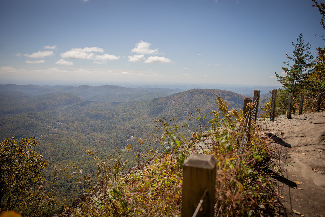 Hiking Proposal Photos at Whiteside Mountain in Fall in Highlands NC