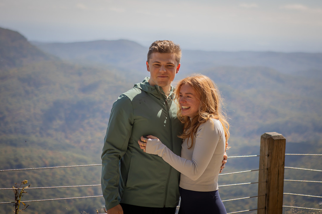 Surprise Engagement Photography at Whiteside Mountain in High;ands NC 