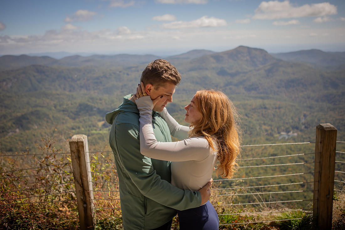 Engagement Couples Photos Hiking Whiteside Mountain Things to do in Highlands NC