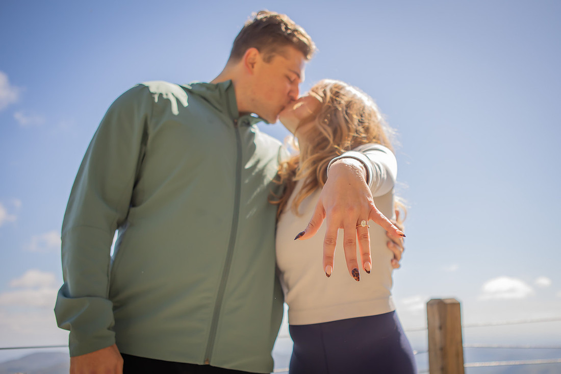 Engagement Couples Photos Hiking Whiteside Mountain Things to do in Highlands NC