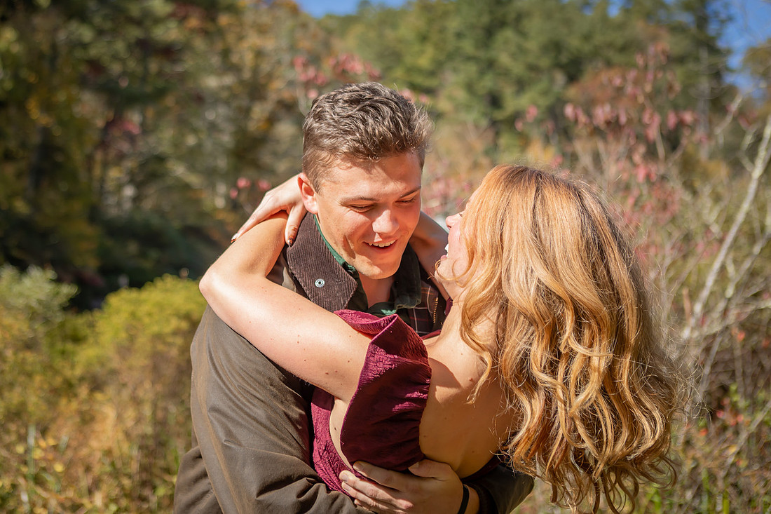 Engagement Couples Photos in Highlands NC at Botanical Gardens