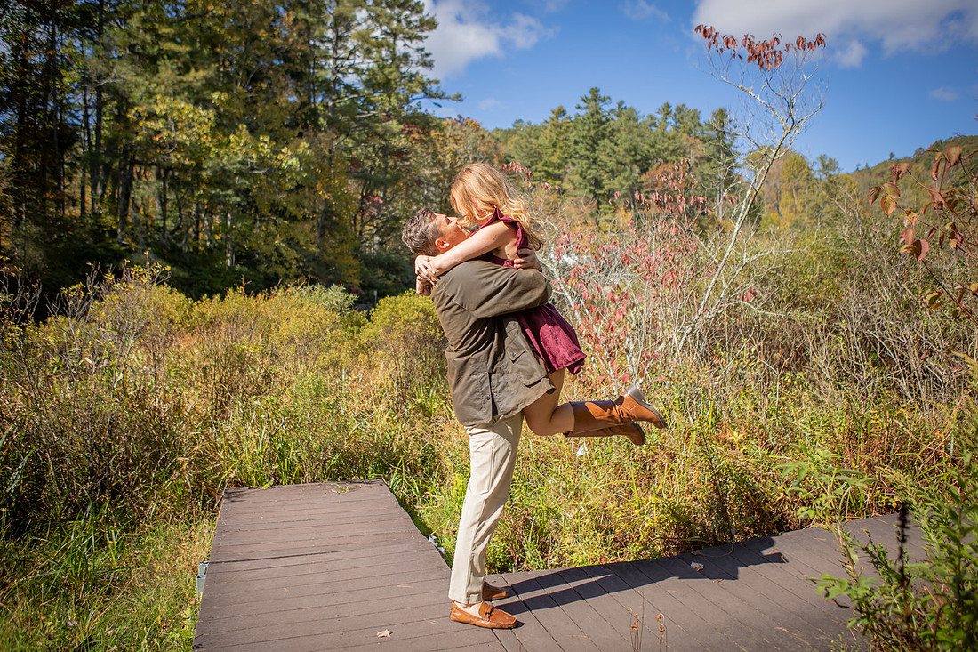 Engagement Couples Photos in Highlands NC at Botanical Gardens