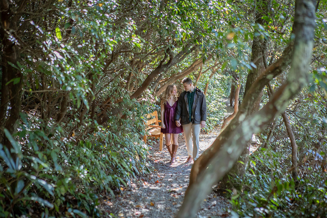 Engagement Couples Photos in Highlands NC at Botanical Gardens