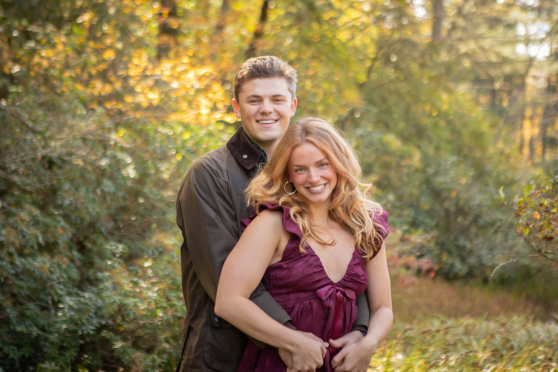 Engagement Photos in Nature in Highlands NC at Botanical Gardens Lake Loop