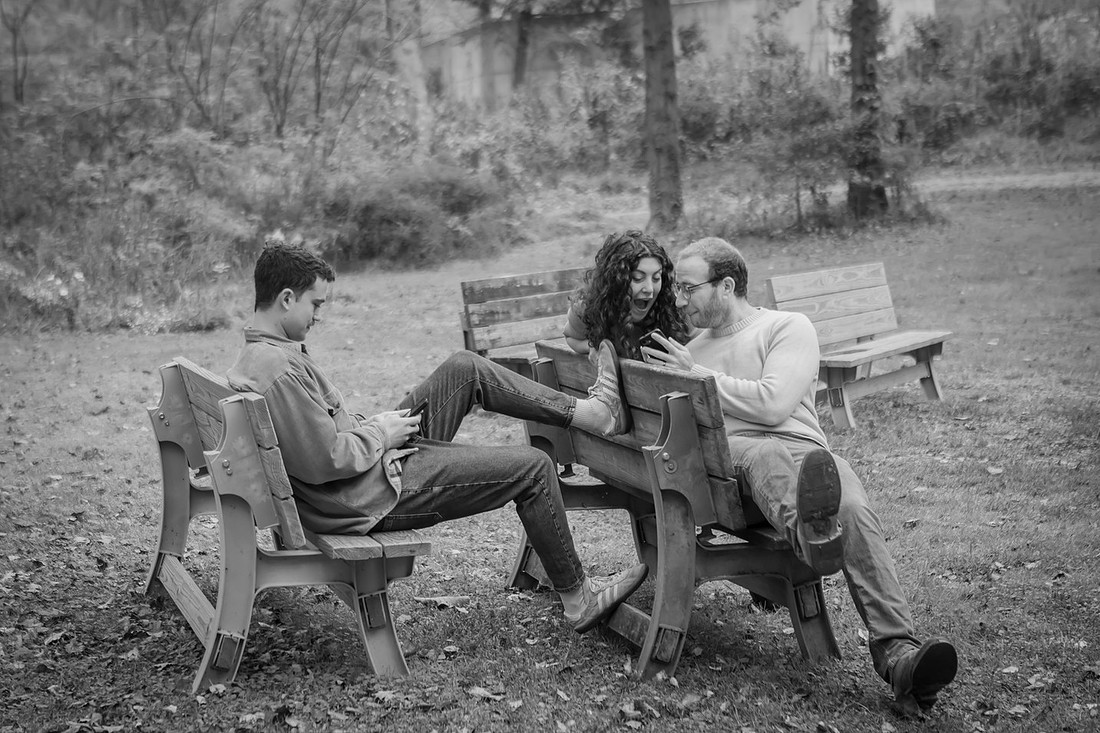 Fun Family Photos with Adult Children in Asheville Botanical Gardens