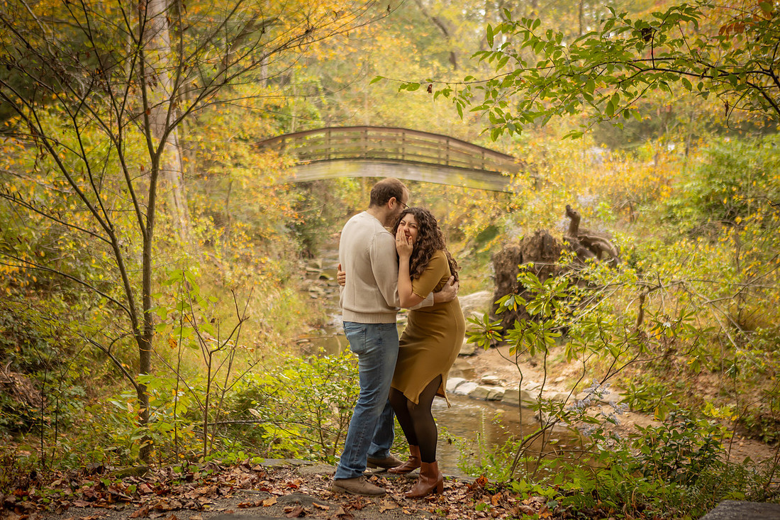 Fun Family Photos with Adult Children in Asheville Botanical Gardens