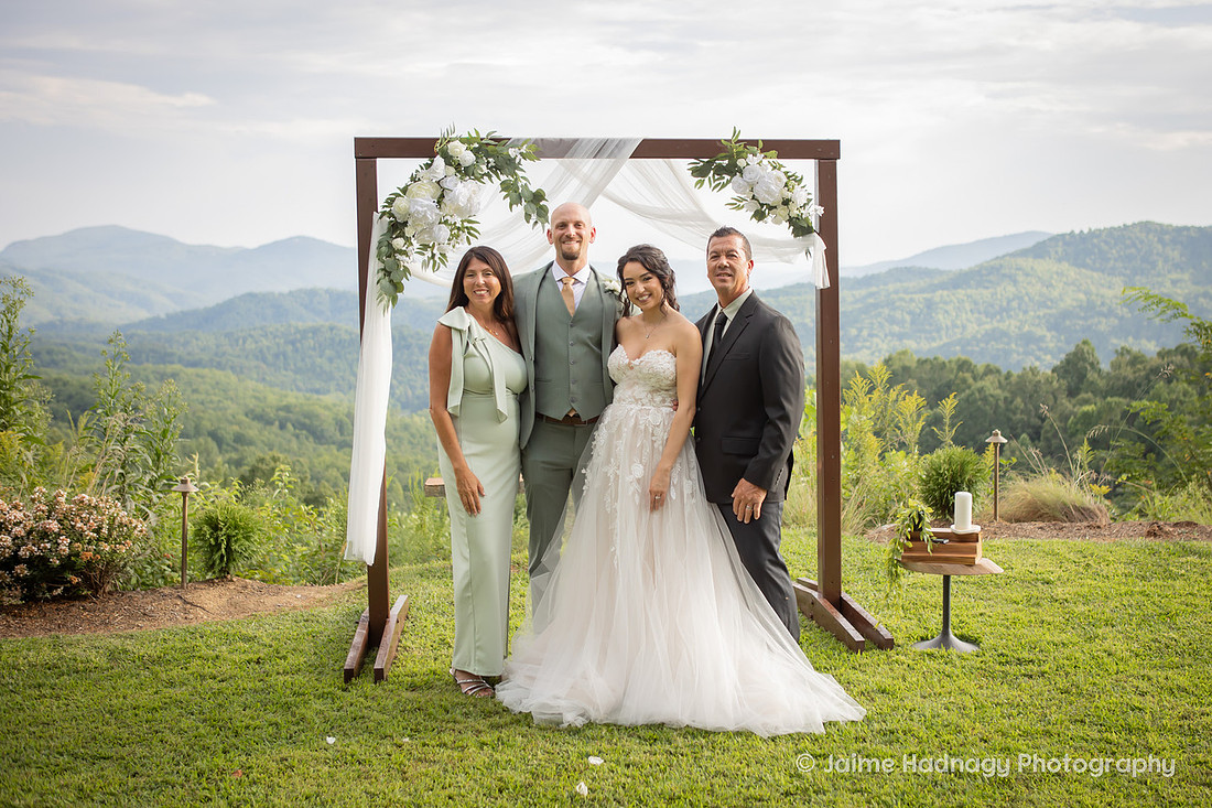 Wedding Photos with Dog and Family | Asheville Elopement Photographer