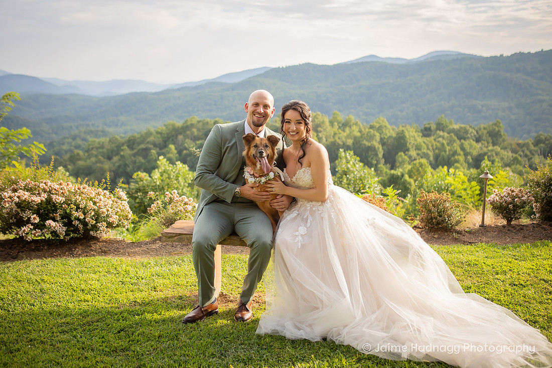 Wedding Photos with Dog and Family | Asheville Elopement Photographer