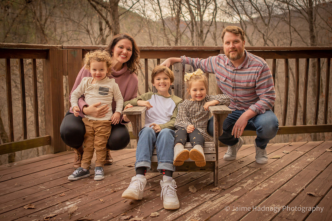 Family Photos with Kids | Black Mountain Photographer |Outside Cabin