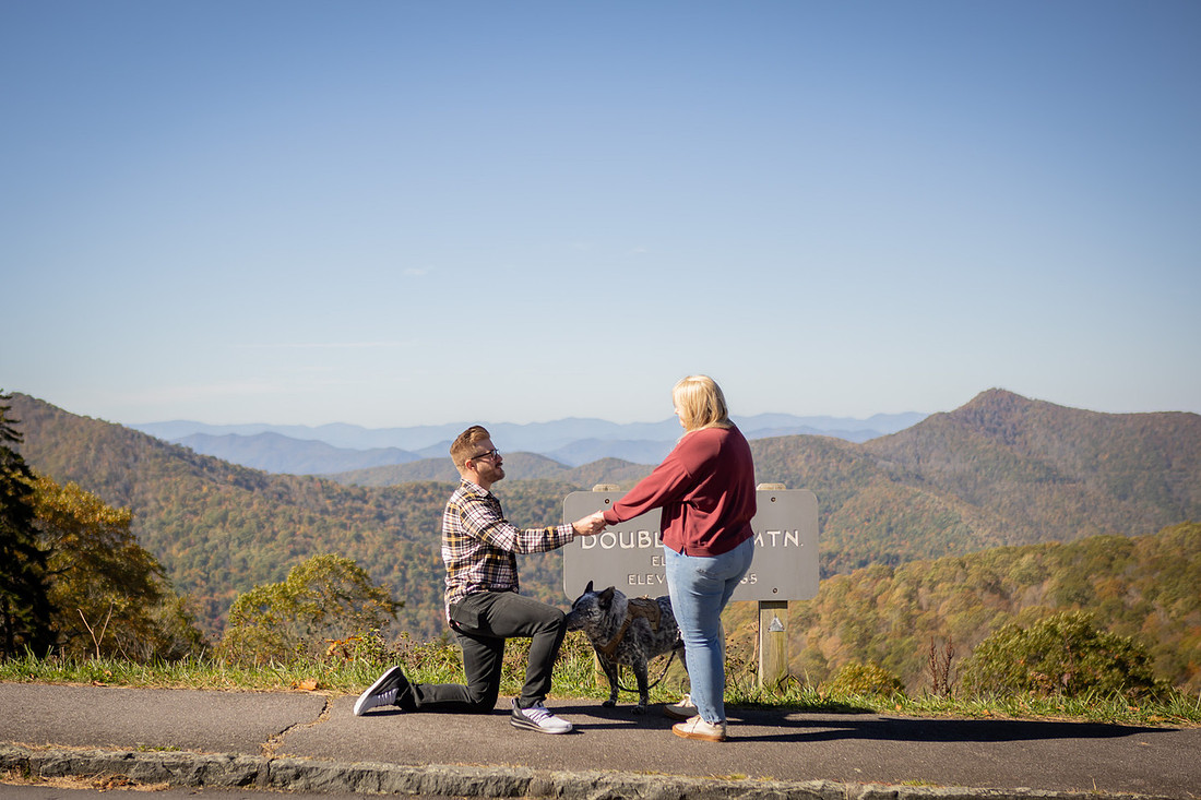 Blue Ridge Parkway Overlook Surprise Proposal | North Carolina Photographer