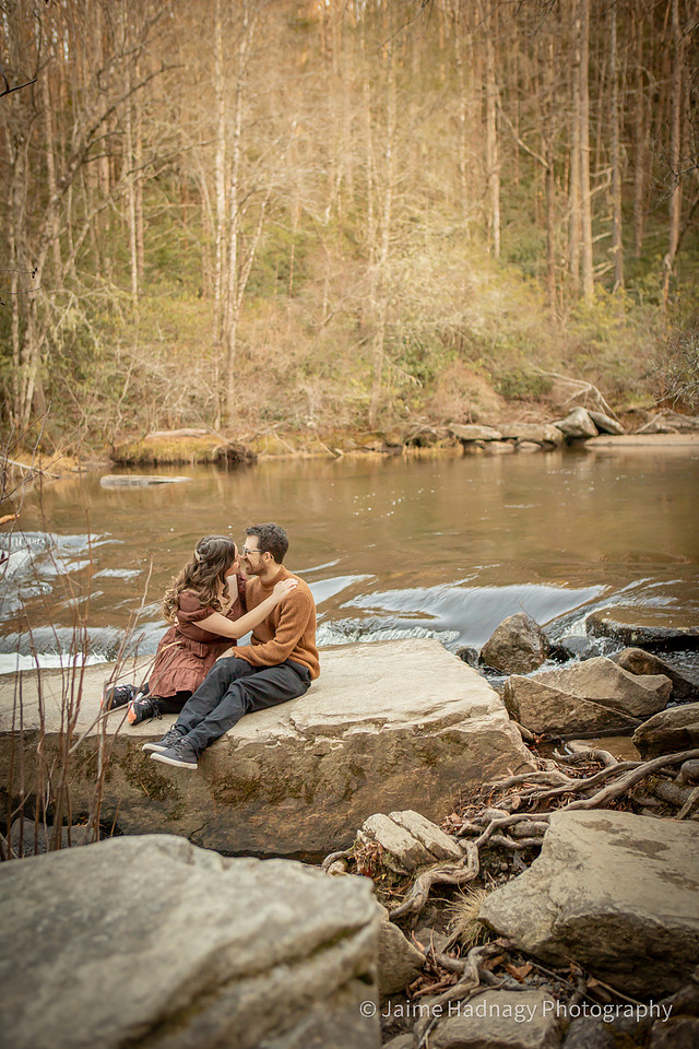 Romantic Engagement Session by a Waterfall | Brevard Photographer Dupont