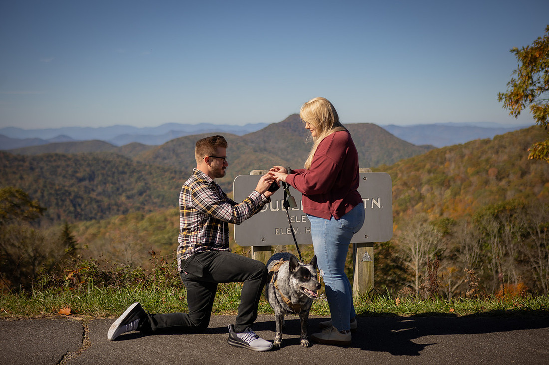Blue Ridge Parkway Overlook Surprise Proposal | North Carolina Photographer