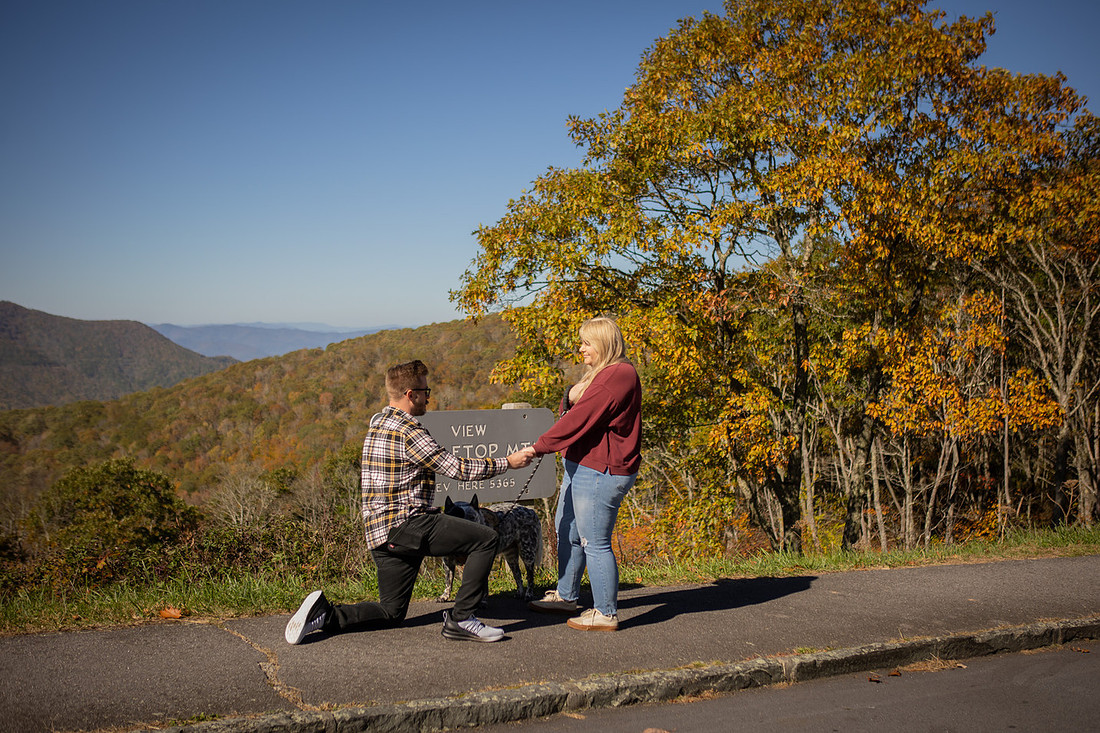 Blue Ridge Parkway Overlook Surprise Proposal | North Carolina Photographer