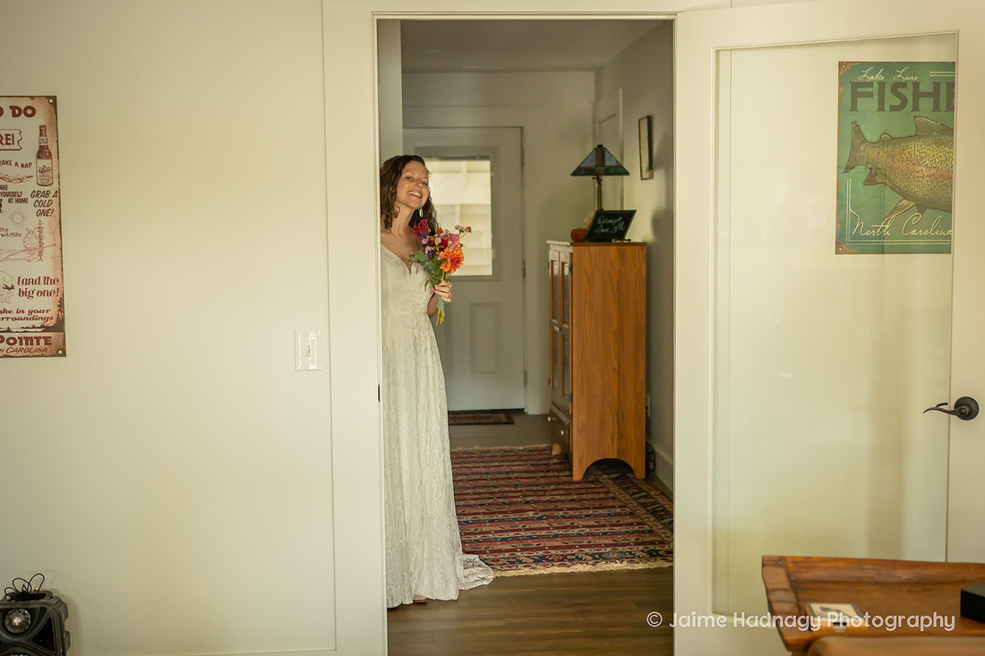 Backyard Wedding Ceremony at Lake Lure | Asheville Wedding Photographer