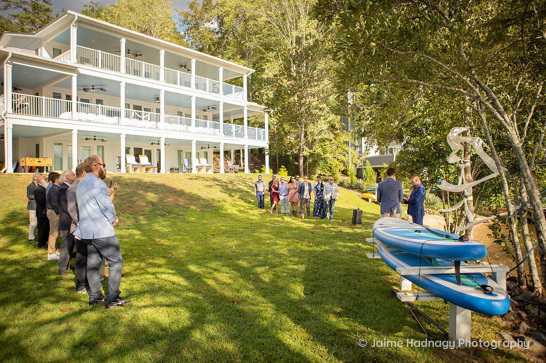 Backyard Wedding Ceremony at Lake Lure | Asheville Wedding Photographer