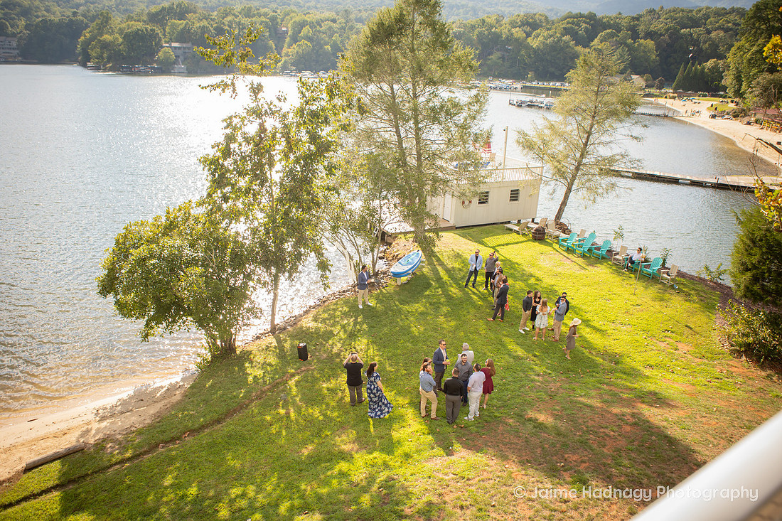 Backyard Wedding Ceremony at Lake Lure | Asheville Wedding Photographer