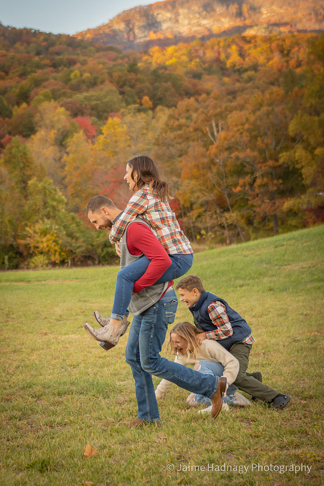 Fun Active Family Photos Lifestyle Outdoor Piggyback | Lake Lure Asheville