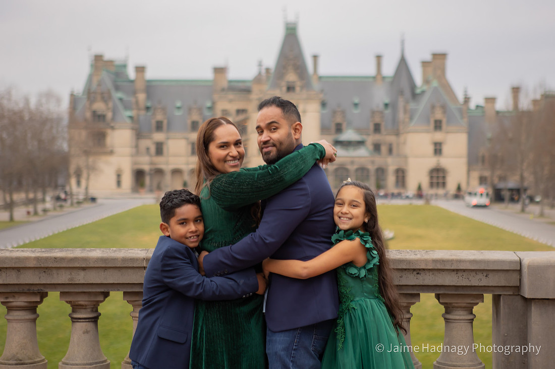 Family Hug at The Biltmore House | Asheville Photo Shoot