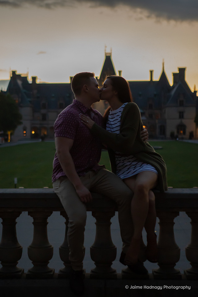 Sunset engagement photo at The Biltmore Estate