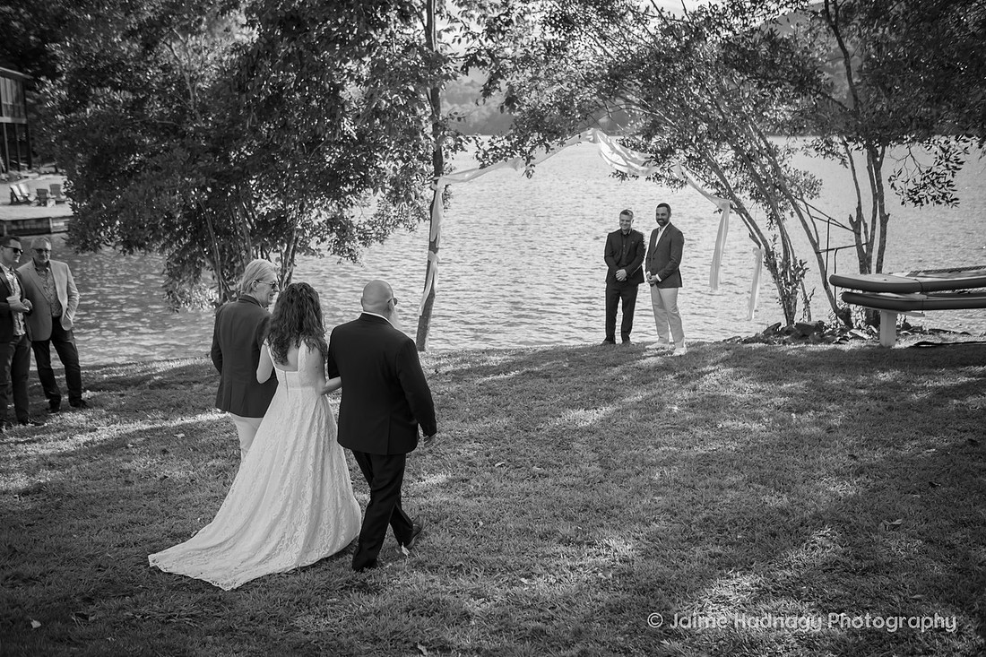 Backyard Wedding Ceremony at Lake Lure | Asheville Wedding Photographer