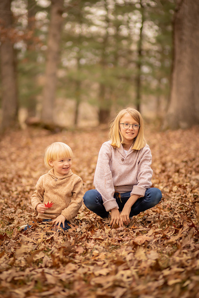 SIbling Kids Fall Photo Session in the Leaves | Asheville Family Photographer