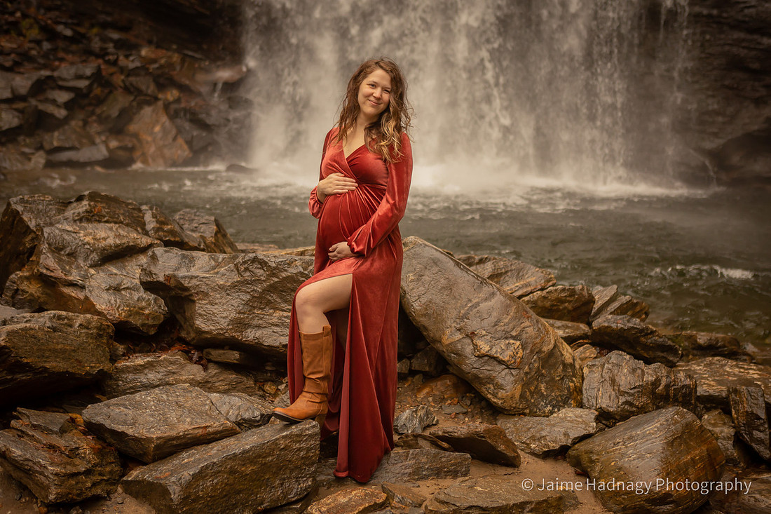 Waterfall Maternity Photo Session | Brevard Pregnancy Photographer