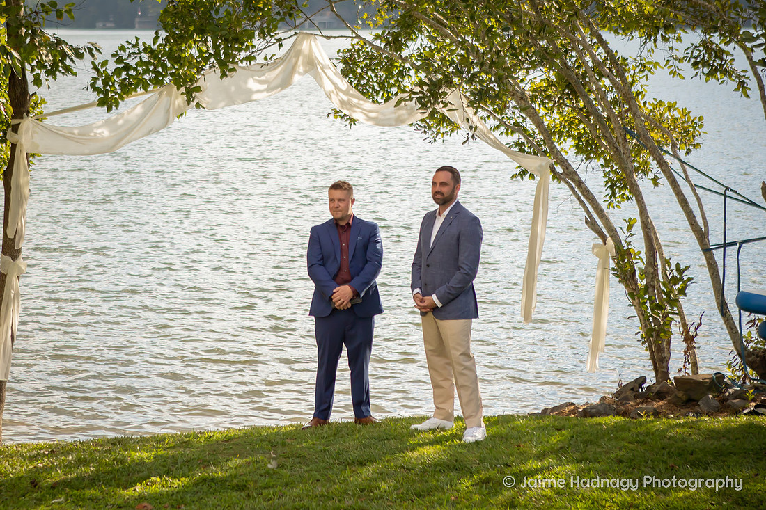 Backyard Wedding Ceremony at Lake Lure | Asheville Wedding Photographer