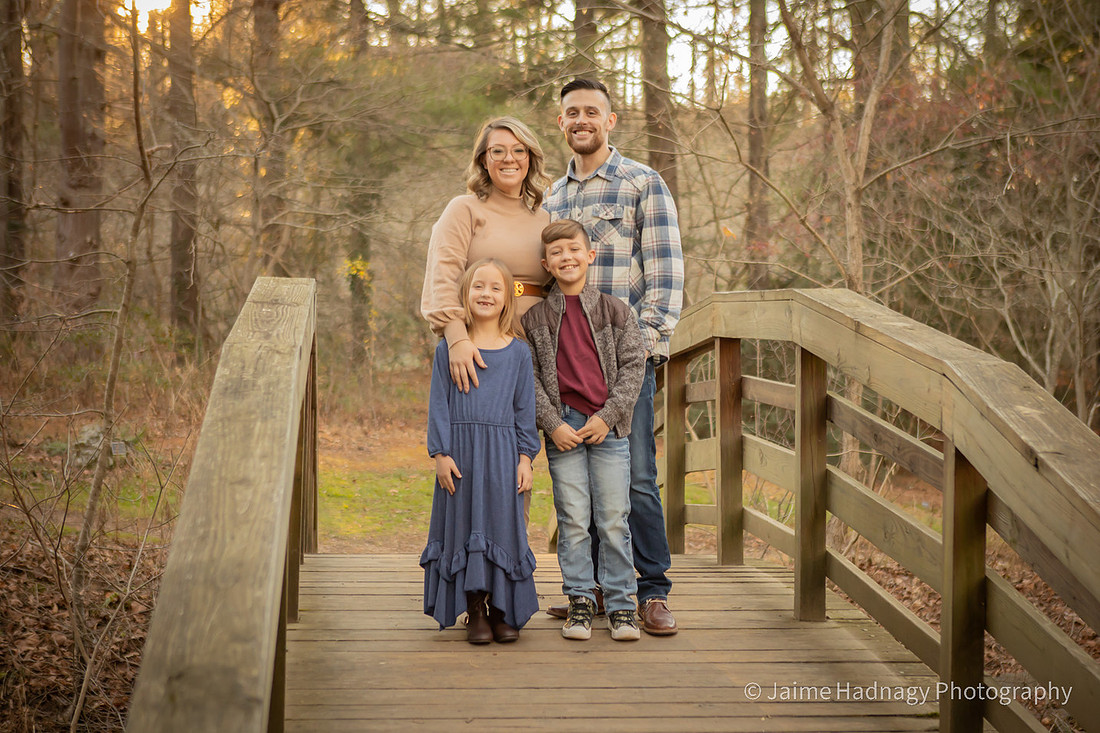 Family Photo Session in Asheville at Botanical Gardens by the river