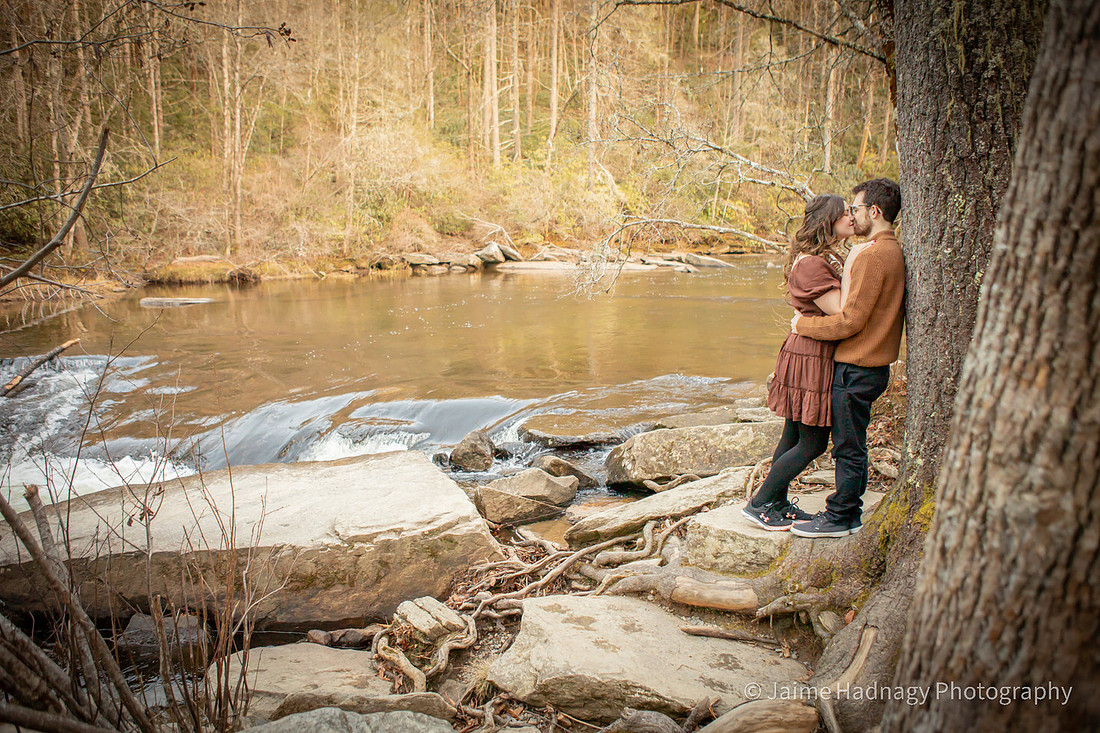 Romantic Engagement Session by a Waterfall | Brevard Photographer Dupont