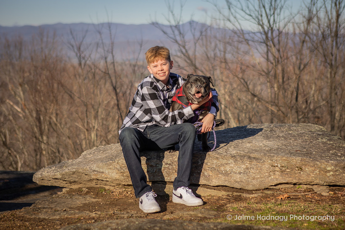 Loving Family Photos with Senior Dog | Asheville Pet Photographer