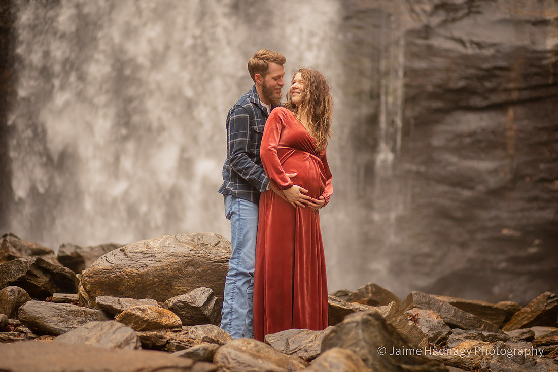 Couples Maternity Photo | NC Family Photographer | Waterfall Brevard