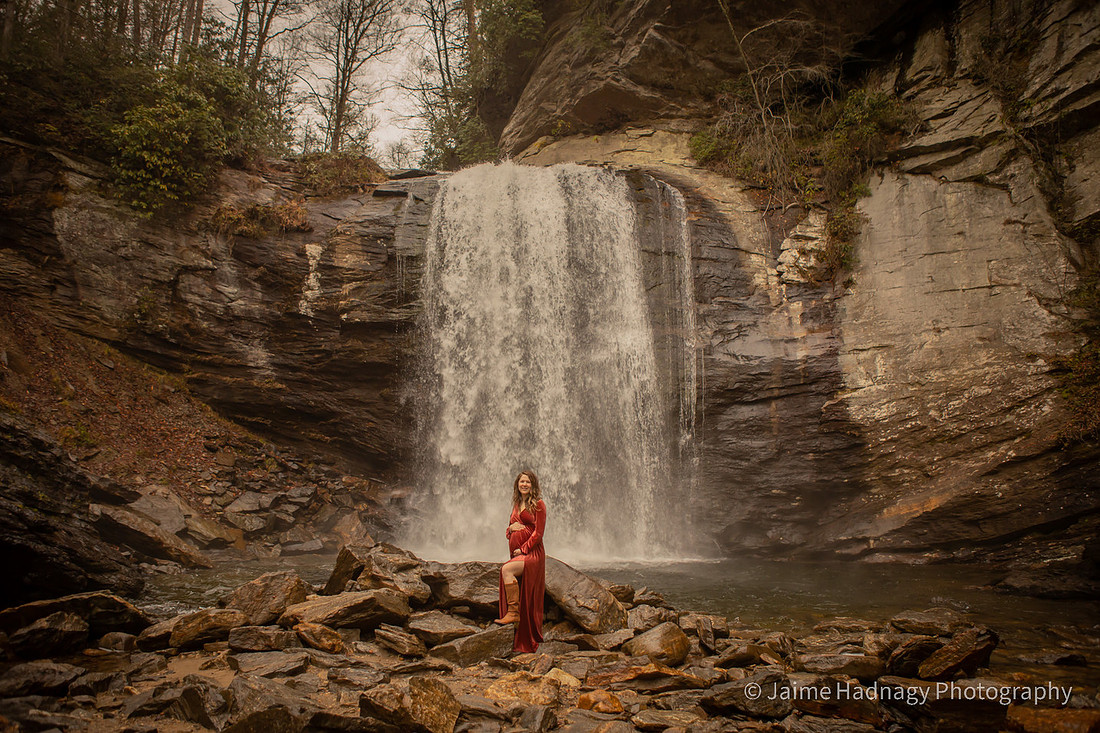 Waterfall Maternity Photo Session | Brevard Pregnancy Photographer
