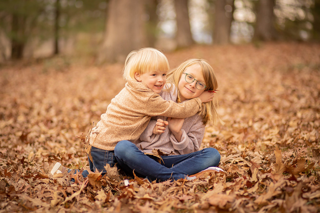 SIbling Kids Fall Photo Session in the Leaves | Asheville Family Photographer