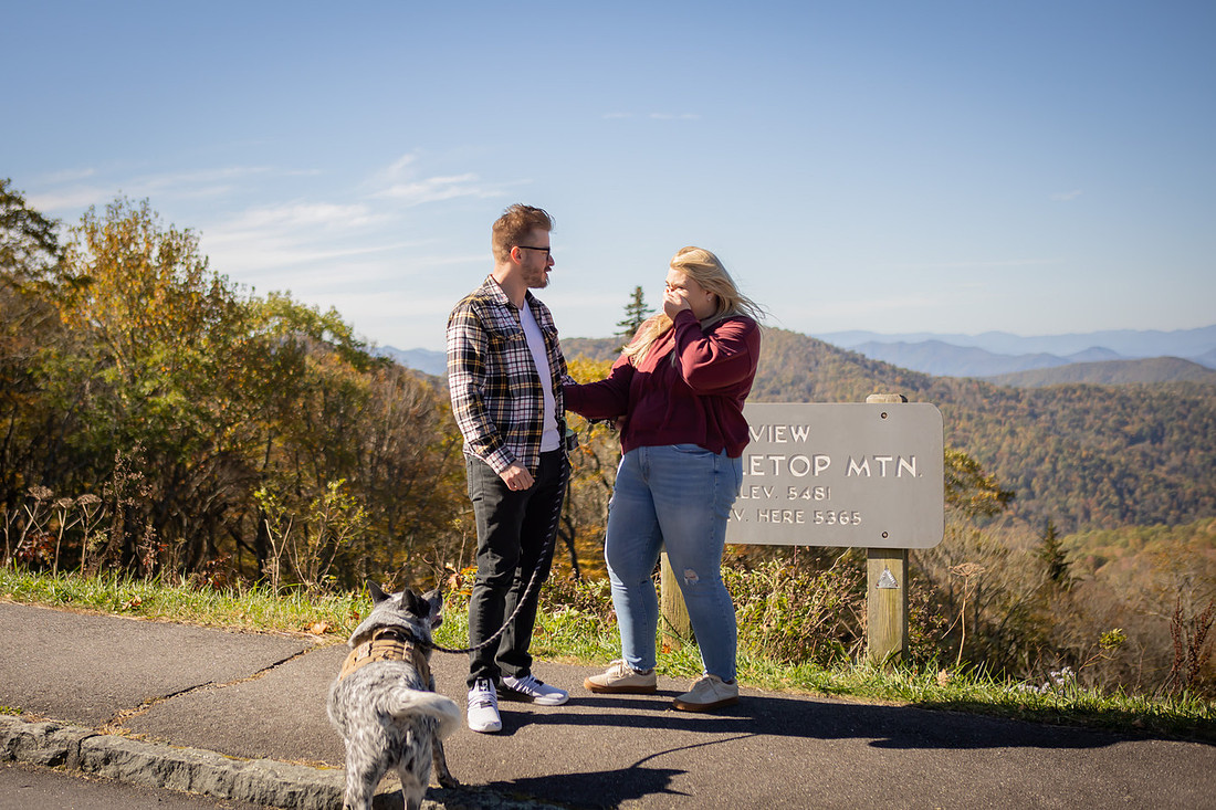 Mountain View Proposal with Dog | Asheville Photographer