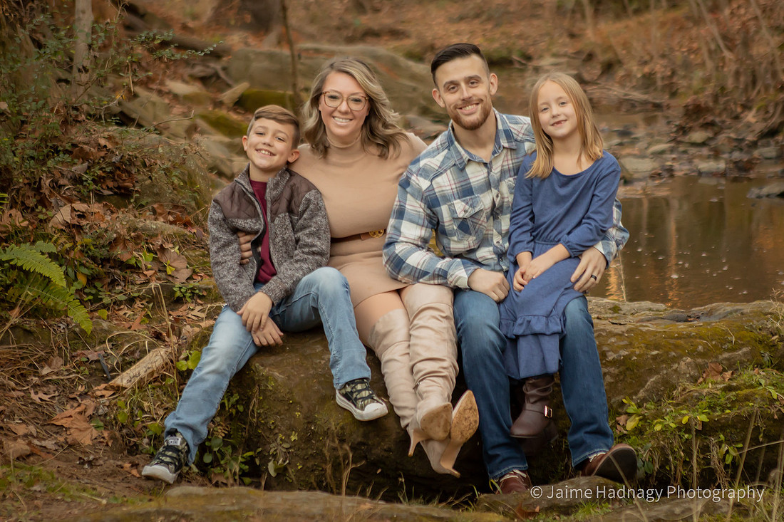 Family Photo Session in Asheville at Botanical Gardens by the river