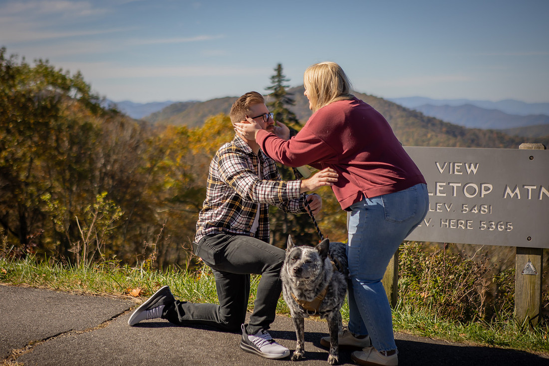 Blue Ridge Parkway Overlook Surprise Proposal | North Carolina Photographer