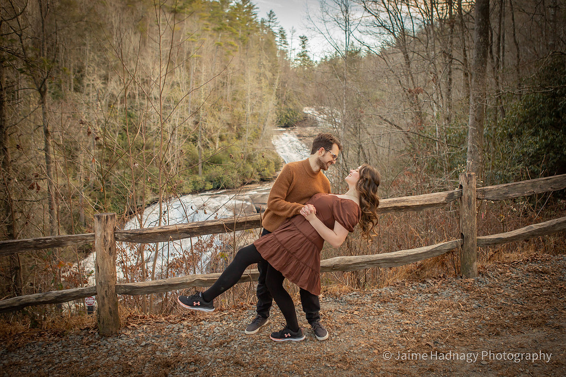 Romantic Engagement Session by a Waterfall | Brevard Photographer Dupont