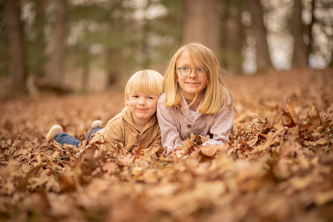 SIbling Kids Fall Photo Session in the Leaves | Asheville Family Photographer