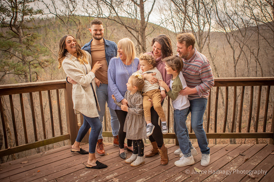 Family photos at cabin with sleeping boy | Black Mountain Photographer