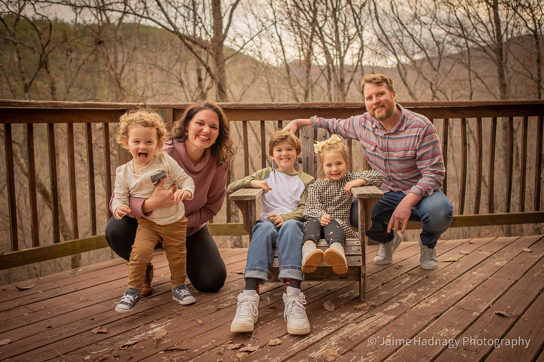 Family Photos with Kids | Black Mountain Photographer |Outside Cabin