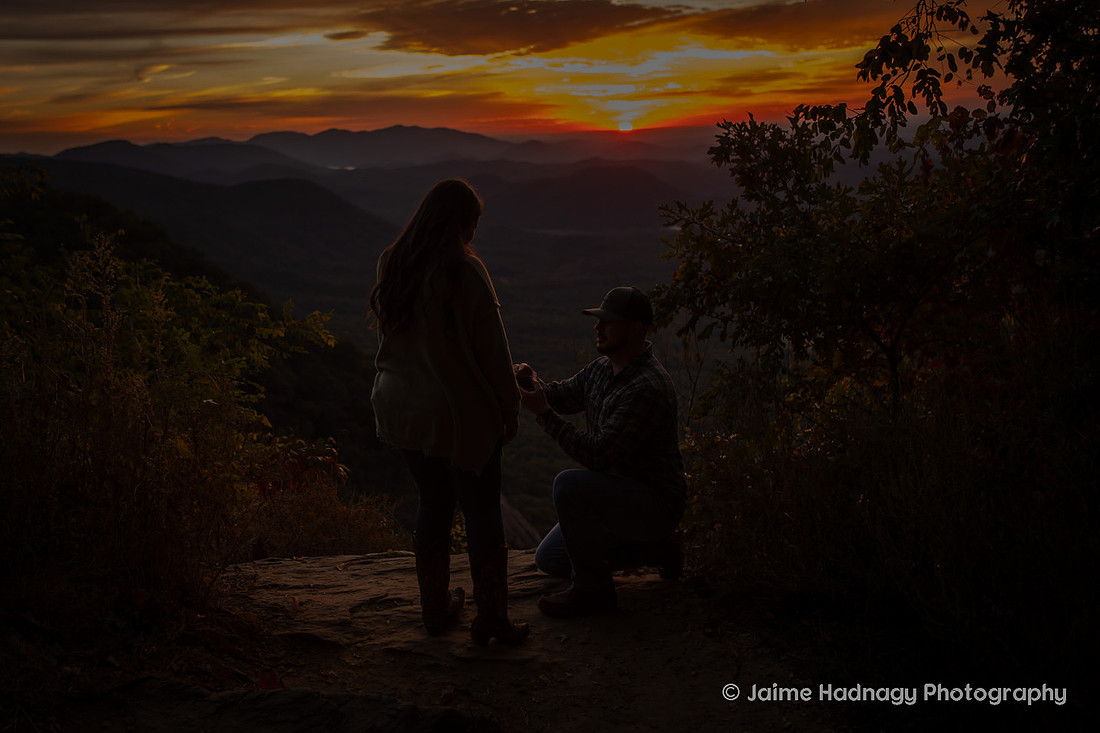 Sunrise Proposal at Pretty Place | Asheville Engagement Photographer