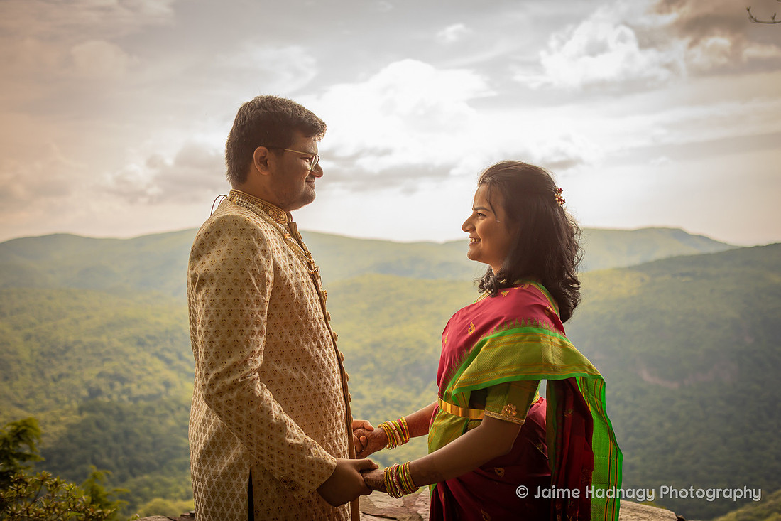 Beautiful Indian Small Wedding Ceremony on Blue Ridge Parkway | North Carolina Elopement Photographer