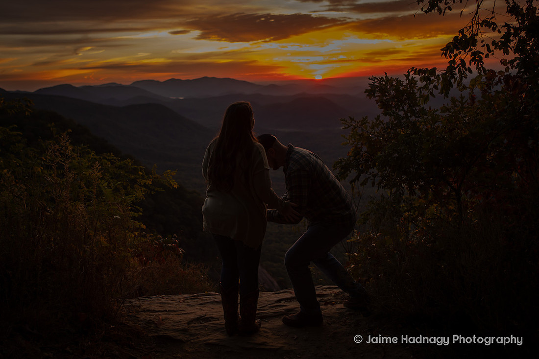 Sunrise Proposal at Pretty Place | Asheville Engagement Photographer