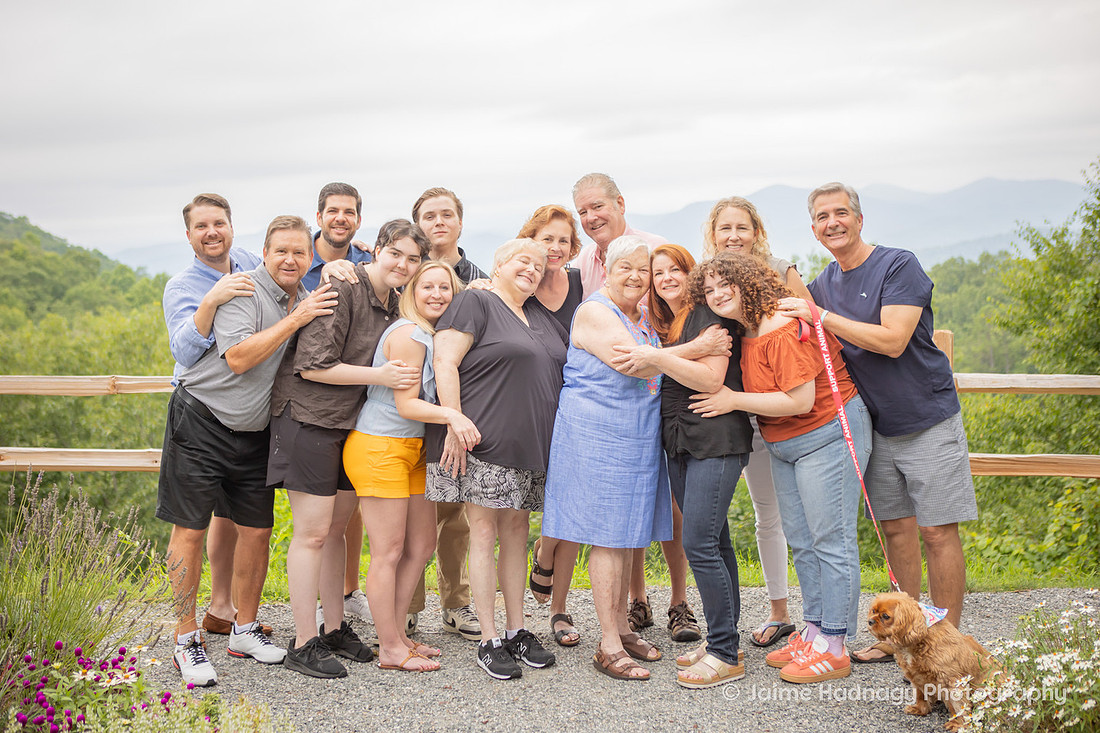 Family Photo with the Dog in the Mountains | Brevard NC Family Photographer Contessee Falls