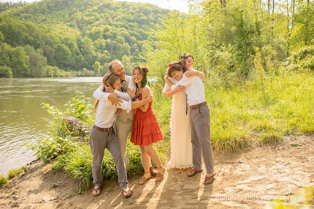 Nature Wedding | Asheville Elopement Photographer | Micro Wedding at Hot Springs NC by the French Broad RIver