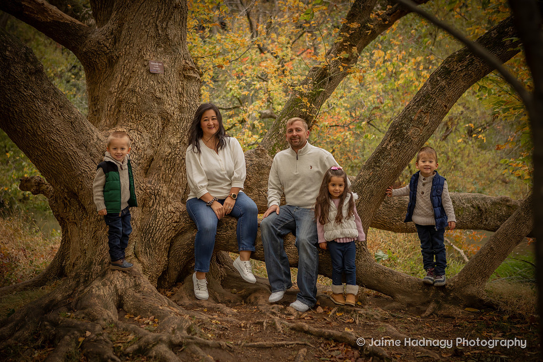 Outdoor Family Photos in Asheville with 4 Year Old Triplets